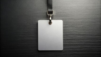 Blank name tag, resting on a dark surface generative ai
