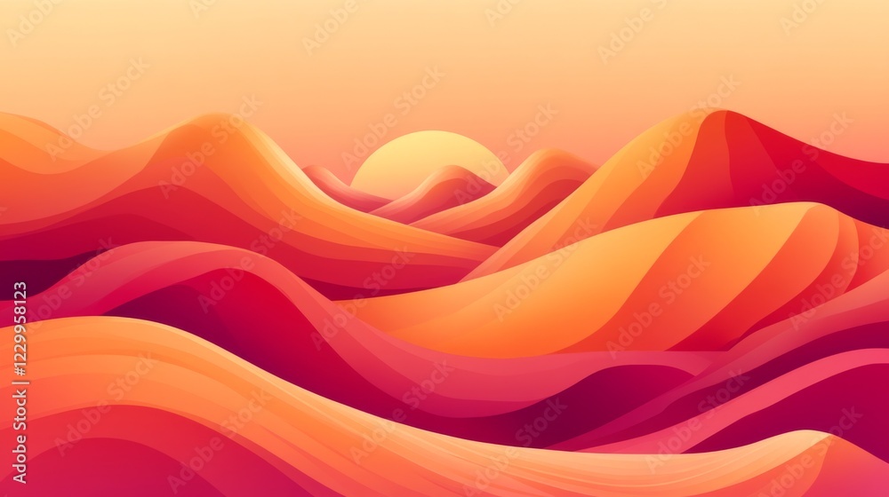 Fototapete A gradient background with smooth transitions from warm orange to deep pink, creating a soft, sunset-like atmosphere with rich colors