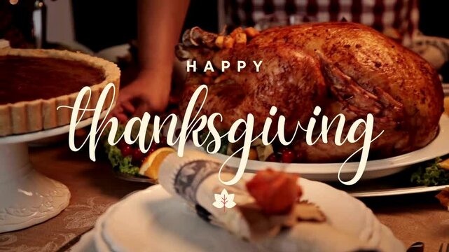 Colorful Thanksgiving Holiday Dinner Event 4k. Happy Thanksgiving Day 4k video Background.
