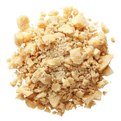 Raw Ground Nuts or Seeds Piled on White Background for Cooking