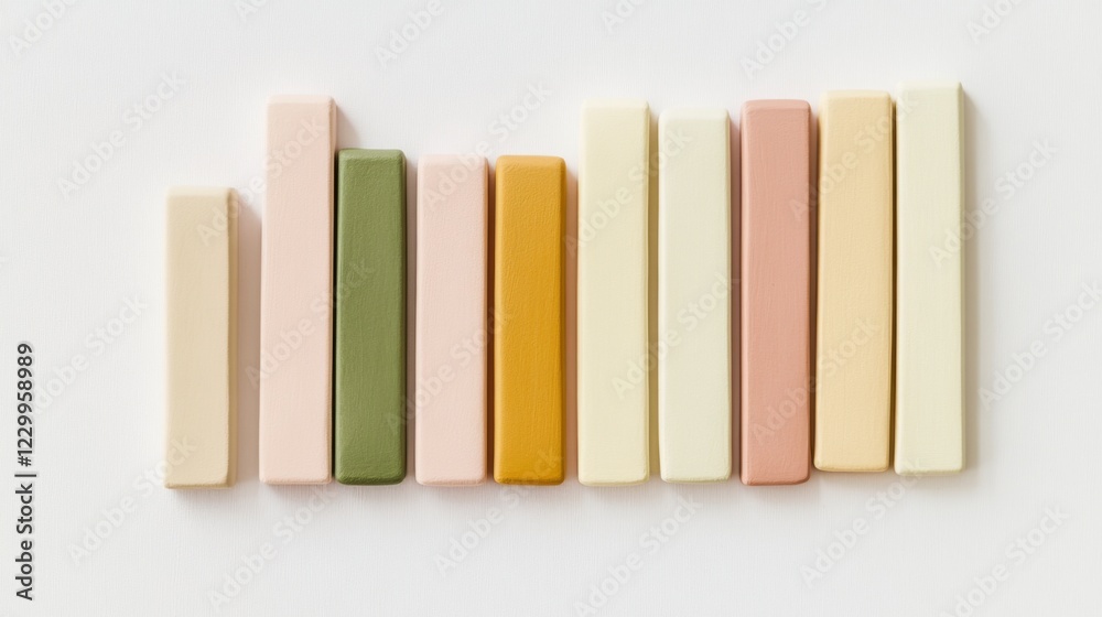 Leinwandbilder a horizontal bar chart in warm pastel tones, arranged neatly on a white background with soft shadows