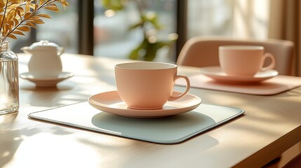 Obraz premium Savoring morning coffee bright room cozy close-up photography relaxation and comfort inviting atmosphere