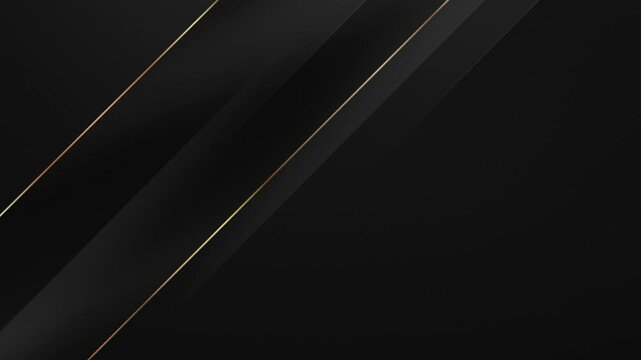 Black glass background. Geometric luxury vector background with golden lines. Elegant black graphic animation. Simple luxury animation layout for presentation. Dark glass and gold background. HD, 