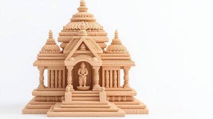 Intricate Miniature Model of an Ornate Temple with Detailed Carvings