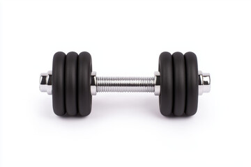 Fototapeta premium Matte black barbell with chrome accents, perfect for strength training