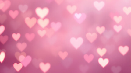 Soft Pink Romantic Background with Blurred Heart Bokeh and Dreamy Light Effects - Perfect for Valentine's Day, Love-Themed Designs, and Soft Focus Photography