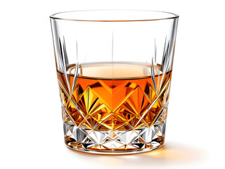 realistic whiskey in a glass cup isolated on transparent background