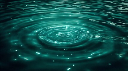 Minimalist abstract water surface with delicate ripples and shimmering light reflections in deep tidewater green tones, ideal for modern and atmospheric backgrounds.