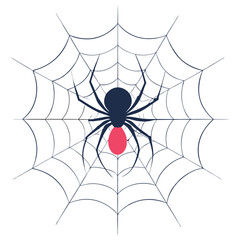 Obraz premium A black spider in the center of the web with a red cross 