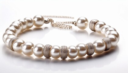 Obraz premium silver necklace on white background