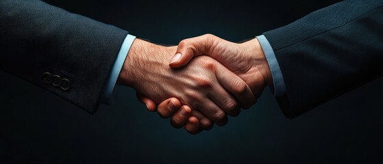 Obraz premium Close-up of two hands shaking, symbolizing agreement or partnership.