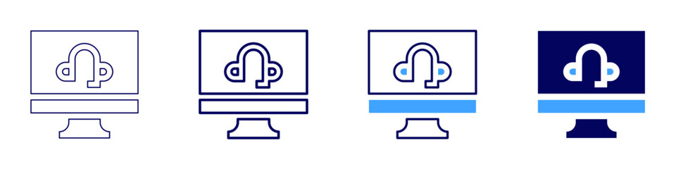 Call monitoring icon in 4 different styles. Thin Line, Line, Bold, and Bold Line. Duotone style. Editable stroke