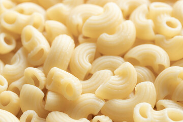 Heap of Cooked Pasta Elbow Macaroni. Close-up