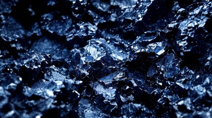 Close-up of dark blue rugged rock formations with intricate details and natural patterns, forming a moody and sophisticated background for modern design projects.