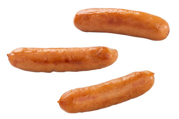 Set Of Grilled Smoked Sausage Isolated On Transparent Background
