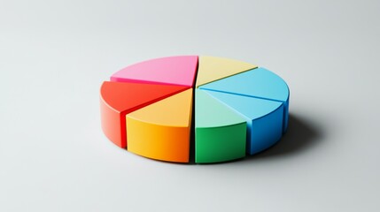 Obraz premium A professional pie chart depicting monthly expense distribution, with bright segments for categories like rent, groceries, and entertainment, set against a simple gray background.