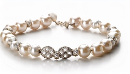 Obraz premium pearl necklace on white background