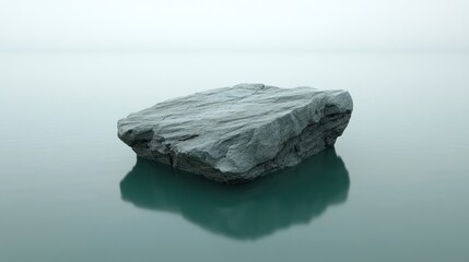 Naklejka premium Gray rock floating on calm water.
