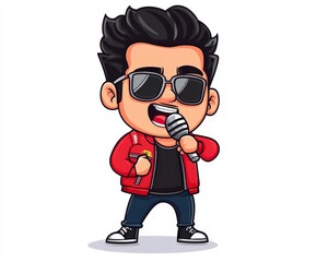 Cartoon Character Singing Motivational Song With Microphone