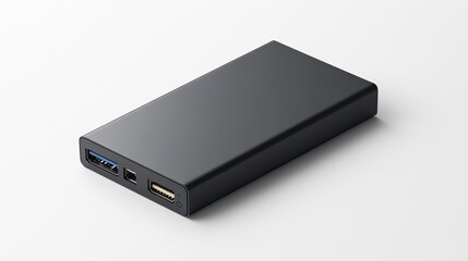 A sleek and modern external hard drive placed on a white background.