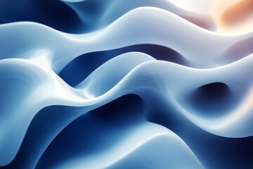 Obraz premium Abstract background with smooth, curved lines in white and grey, creating 3D effects, set against a dark blue backdrop. Elegant and modern design for digital and branding use.