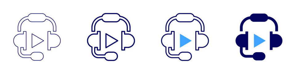 Headset icon in 4 different styles. Thin Line, Line, Bold, and Bold Line. Duotone style. Editable stroke