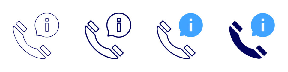 Information call icon in 4 different styles. Thin Line, Line, Bold, and Bold Line. Duotone style. Editable stroke