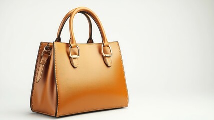 A stylish leather handbag with gold accents presented on a white backdrop.