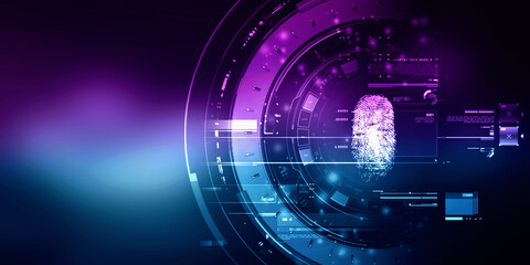 2d Illustration Fingerprint Scanning Technology Concept 