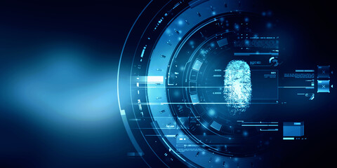 2d Illustration Fingerprint Scanning Technology Concept 
