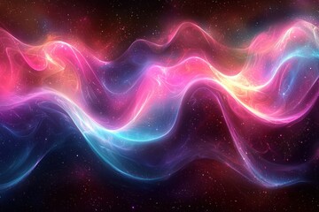 Obraz premium Colorful nebula waves in cosmic space as abstract background or design element