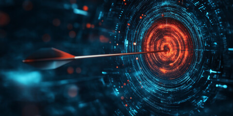 Futuristic digital targeting mechanism virtual space digital art high-tech environment close-up view precision concept