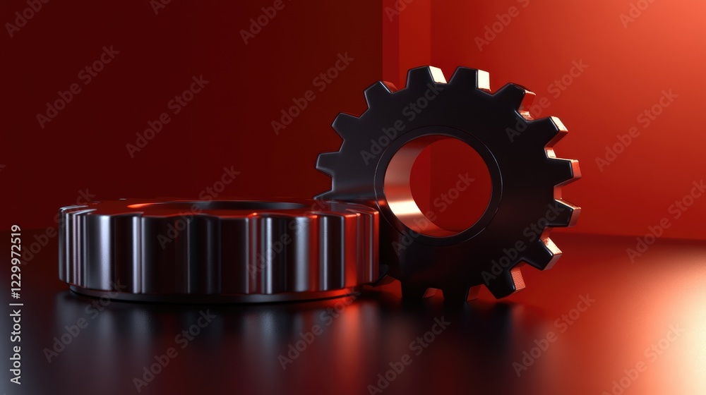 Poster bright interconnected gears on a smooth background symbolizing efficient teamwork.