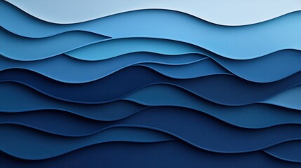 Abstract Waves in Blue Tones Creating a Tranquil Mood and Atmosphere
