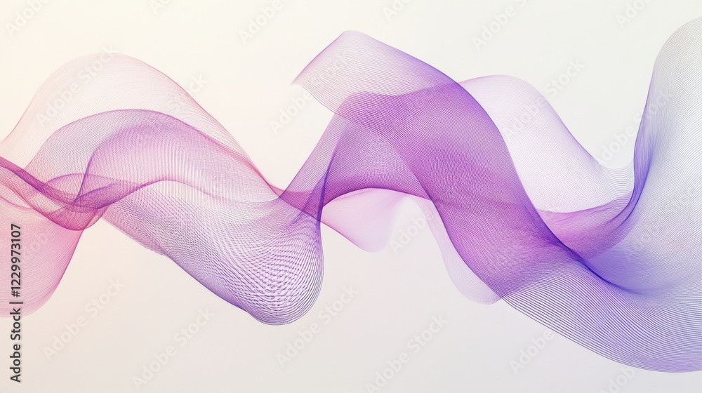 Leinwandbilder A soothing abstract image of soft, wavy lines in gradient shades of pink and lavender, flowing seamlessly across a light background for a calming effect