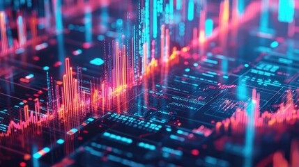 Obraz premium Cryptocurrency exchange market with digital assets trading over a neon blue background.