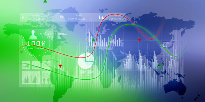 2d illustration Stock market online business concept. business Graph 