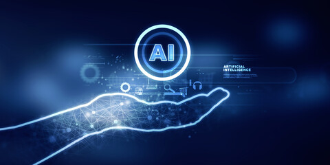 2d illustration Artificial Intelligence (AI) concept
