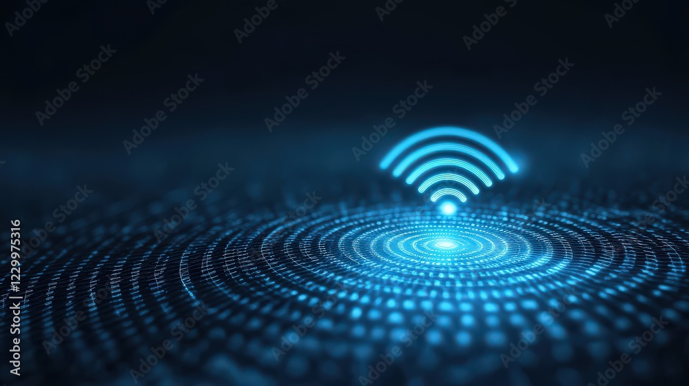 Aufkleber digital illustration of wireless signal waves with circular patterns