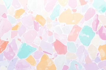 Trendy terrazzo pattern with pastel-colored stone fragments on a soft pink background. Seamless, high-resolution texture perfect for branding, packaging, wallpapers, and modern design projects