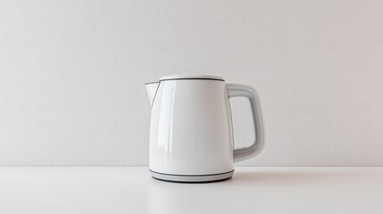 White electric kettle with a minimalist design on a pure white background.