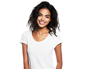 Fototapeta premium young woman in white t-shirt mockup