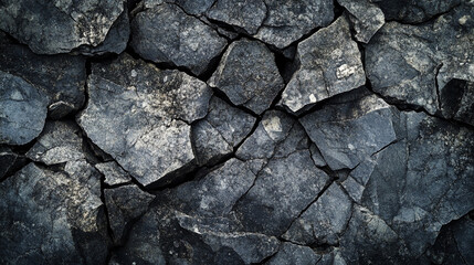 Fototapeta premium Textured rock surface showcasing natural fracture patterns under diffuse light