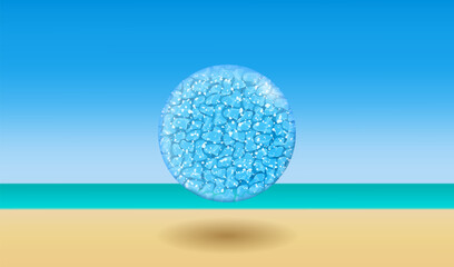 Beach landscape background and big water drop