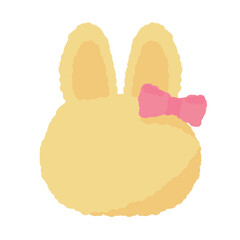 Fluffy Bunny Portrait: A charming illustration of a fluffy yellow bunny's head, adorned with a delicate pink bow.  Perfect for children's books, stationery, or whimsical designs.