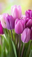 Fototapeta premium Pink and purple tulips bouquet