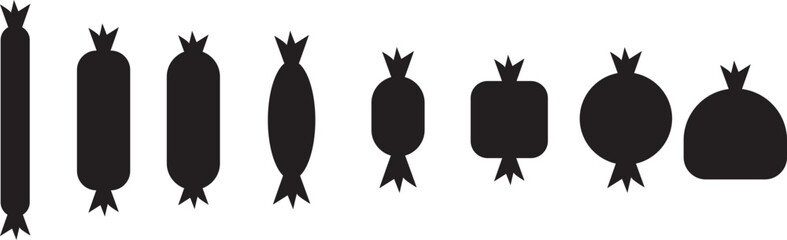 Sweets and candy icon set. Chocolate bars, caramel, toffee and lollipop on sticks, marmalade bears. Confectionery shop elements for birthday kids present cartoon flat isolated vector collection.