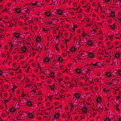 Vibrant red flower seamless pattern on a dark background