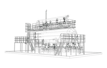 Industrial tank with valves. Vector rendered of 3d