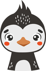Polar penguin animal isolated, cute arctic animal, kids illustration, cartoon vector